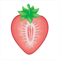 Strawberry flat vector illustration on white background.