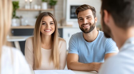 A couple sitting at a table with paperwork in front of them, AI