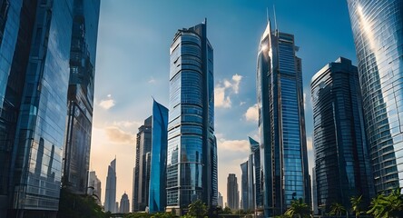 Fototapeta premium city skyline at sunset