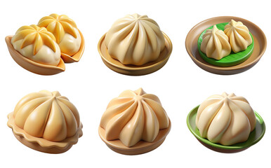 Fototapeta premium PNG Gyoza 3d collection, in cartoon style minimal on transparent, white background, isolate 