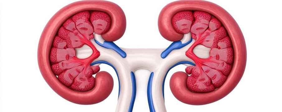 red kidney anatomy, medical diagram, white background clip art preview