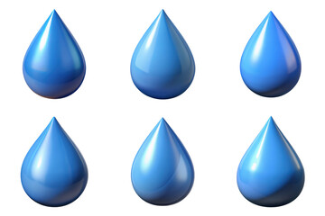 PNG raindrop 3d collection, in cartoon style minimal on transparent, white background, isolate