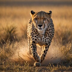 Cheetah in Full Sprint During a High-Speed Chase