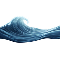 Stylized ocean wave, blue hues on a white isolated background. transparent background