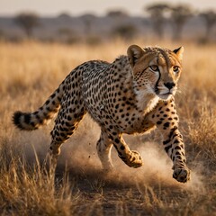 Cheetah in Full Sprint During a High-Speed Chase