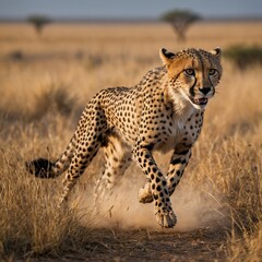 Cheetah in Full Sprint During a High-Speed Chase