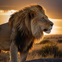 Majestic Lion Standing Proudly in the Savannah