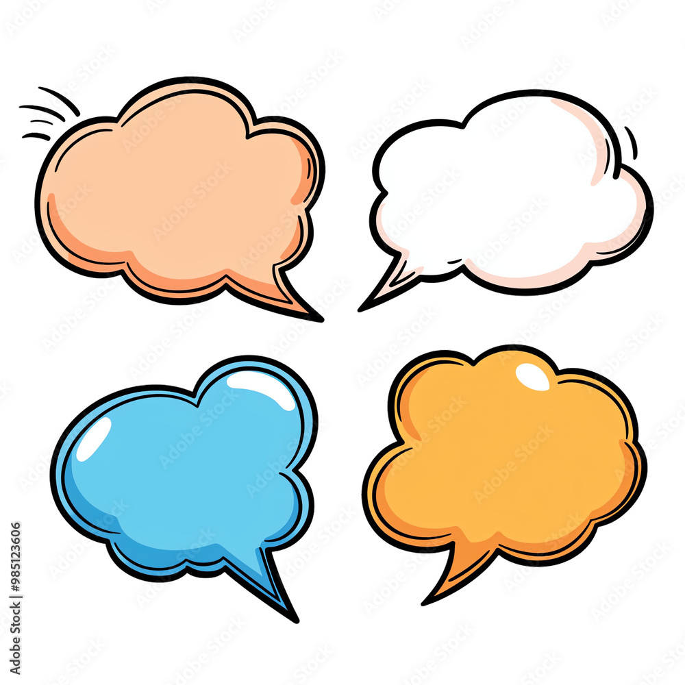 Poster set of colorful speech bubbles on a white isolate background. transparent background