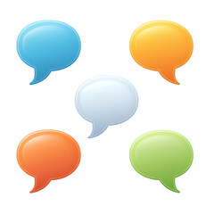 Colorful speech bubbles on a white isolated background. transparent background