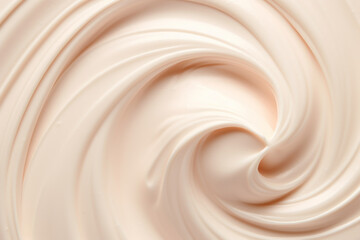 Skincare cream, liquid foundation texture background. Cream color cosmetic product smeared background. Top view