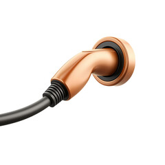 Naklejka premium Copper electrical connector with a black cable on a white isolate background. transparent background