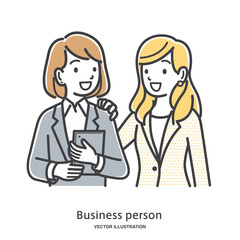 立ち話をする女性の会社員のイラスト