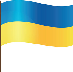 Vector Ukrainian flag waving on a transparent background