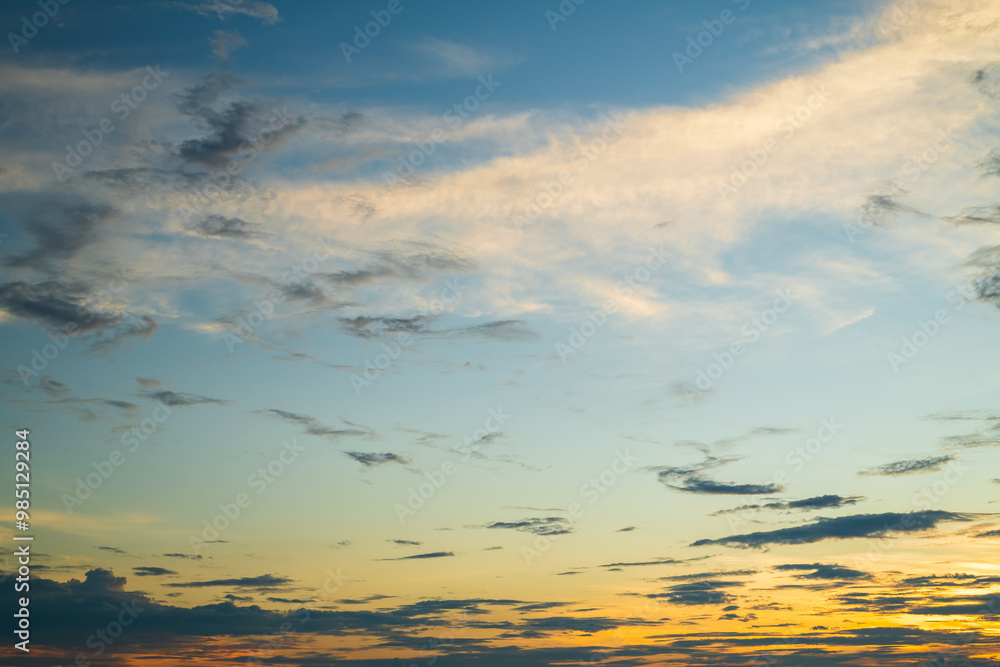 Wall mural panoramic beautiful sunset sky, cloud in twilight - nature background