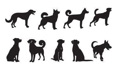 Dog silhouette set vector design 