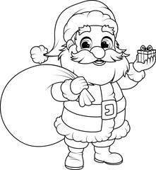 Coloring page. Merry Christmas and a Happy New Year with Santa