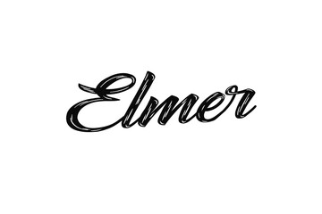 The name “Elmer” written in a stylized colorful retro font