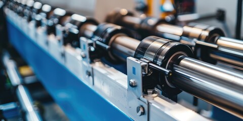 Naklejka premium Alignment Component on Die Cutting Equipment for Self-Adhesive Label Manufacturing in Printing Facilities with Focus on Paper Feeding through Rollers