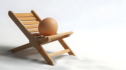 Egg resting on summer beach chair isolated image
