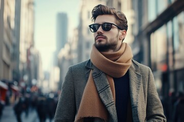 Young handsome man wearing a fashionable outfit in the city