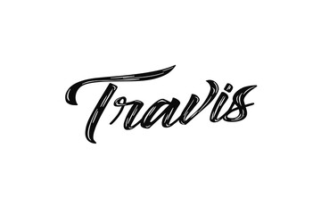 The name “Travis” written in a stylized colorful retro font