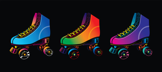 Fototapeta premium Roller skates illustration. Retro roller skates. Original vector illustration in vintage style. T-shirt design.