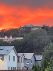 sunset over the town