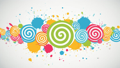 bunte Spiralen mit Farbspritzern als Hintergrund Banner 