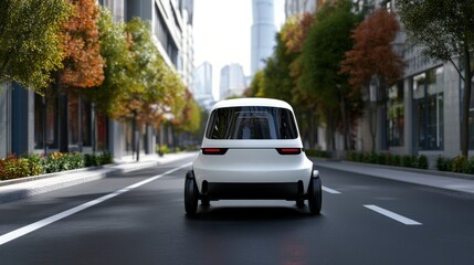 Futuristic Electric Vehicle on Urban Street