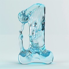 Water alphabet, realistic numbers water, water font number 1