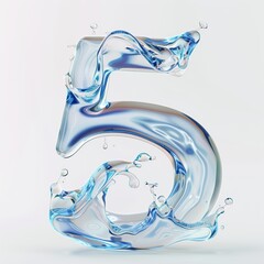 Water alphabet, realistic numbers water, water font number 5