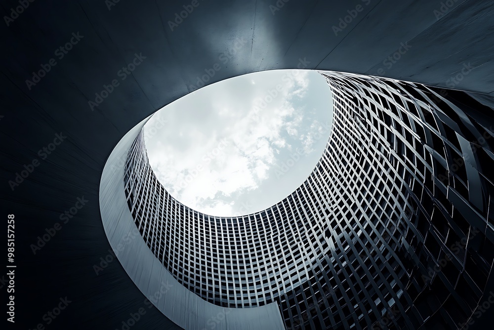 Aufkleber abstract architecture with circular skylight, modern building design