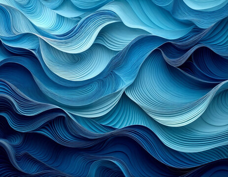 wundersch&ouml;ne Wellen ausgeschnitten aus Papier als Banner oder Hintergrund - ki generiert	