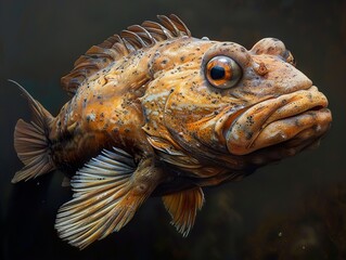 Fototapeta premium Close-up Portrait of a Striking Fish in the Ocean