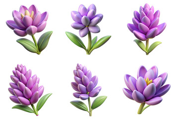 Obraz premium PNG heather flower 3d collection, in cartoon style minimal on transparent, white background, isolate