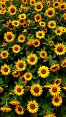 Vivid sunflower field in full bloom radiating warmth and joy