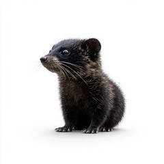 Obraz premium Cute Small Animal with Furry Coat on White Background