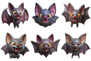 Fototapeta premium PNG bat 3d collection, in cartoon style minimal on transparent, white background, isolate 