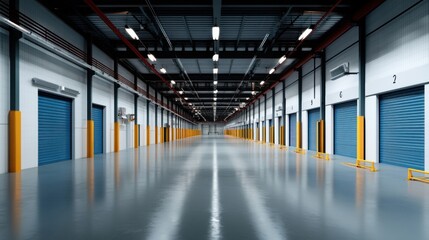 Spacious Warehouse with Storage Units and Clean Floor