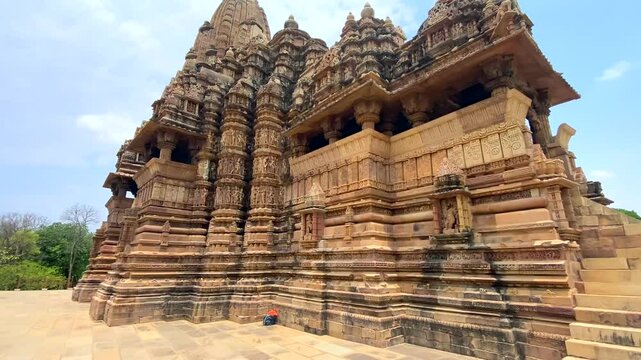 Kandariya mahadev temple and Devi Jagadambi temple in khajuraho the group of monuments of hindu and jain temples in chhatarpur district, madhya pradesh, India.Unesco world heritage site.