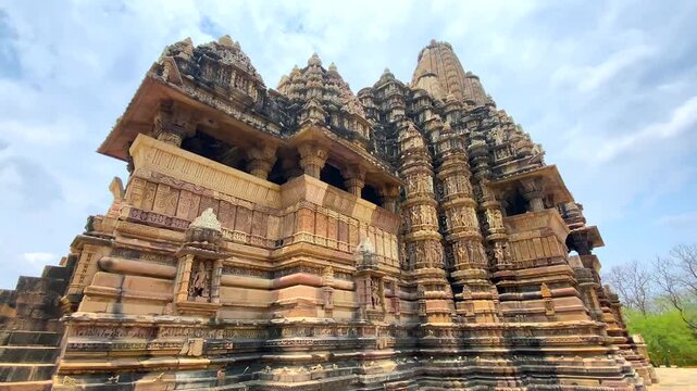 Kandariya mahadev temple and Devi Jagadambi temple in khajuraho the group of monuments of hindu and jain temples in chhatarpur district, madhya pradesh, India.Unesco world heritage site.