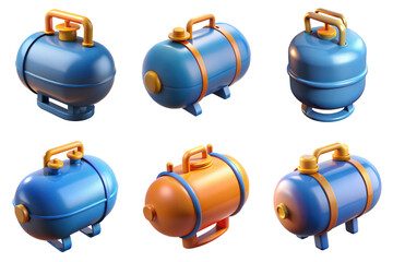 PNG Gas 3d collection, in cartoon style minimal on transparent, white background, isolate
