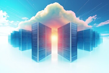 Fototapeta premium cloud hosting, white background, collage