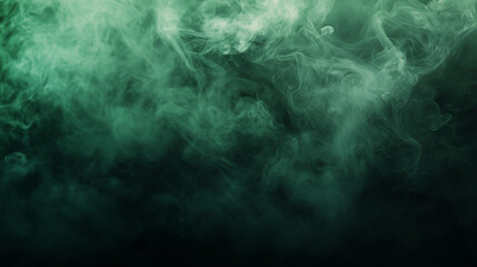 Abstract backdrop Cloud of green smoke on a black isolated background. soft mystery horror design, spooky background texture concept