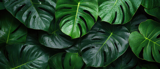 A close up of a green leafy plant with many leaves. The leaves are wet and the plant is lush and green