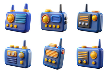 Fototapeta premium PNG radio 3d collection, in cartoon style minimal on transparent, white background, isolate 