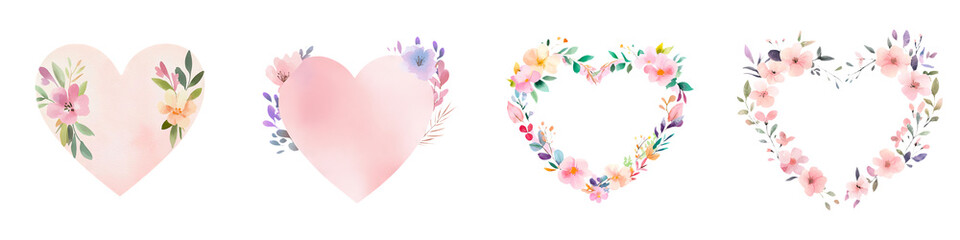 Hand-drawn heart with floral accents, gentle pastel colors