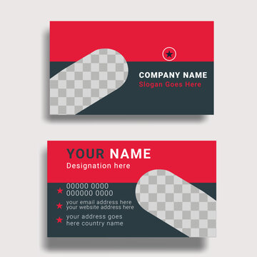   Creative and corporate business card design Vector illustration design Modern and creative business card template - ad and  bulo black color business card design with photo place holder

 