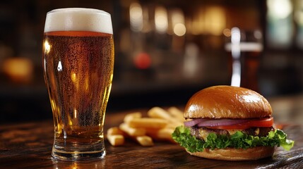 Classic beer and burger combo