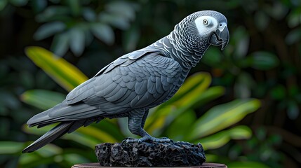 Obraz premium African grey parrot mimicking sounds.